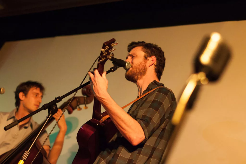 Musician Charlie Wadhams and his band perform at the Silent Movie Theatre in Los Angeles