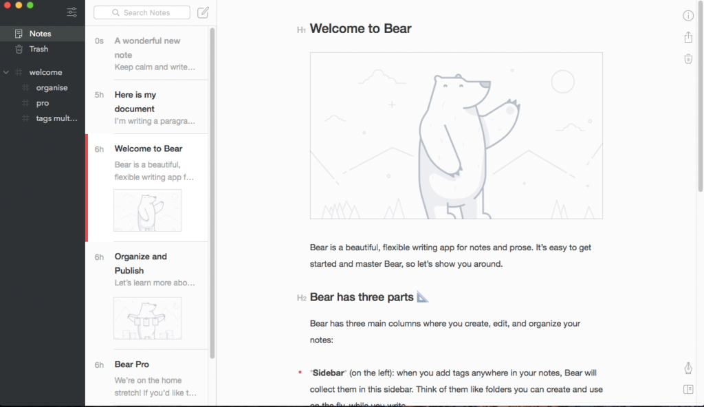 Bear writing app