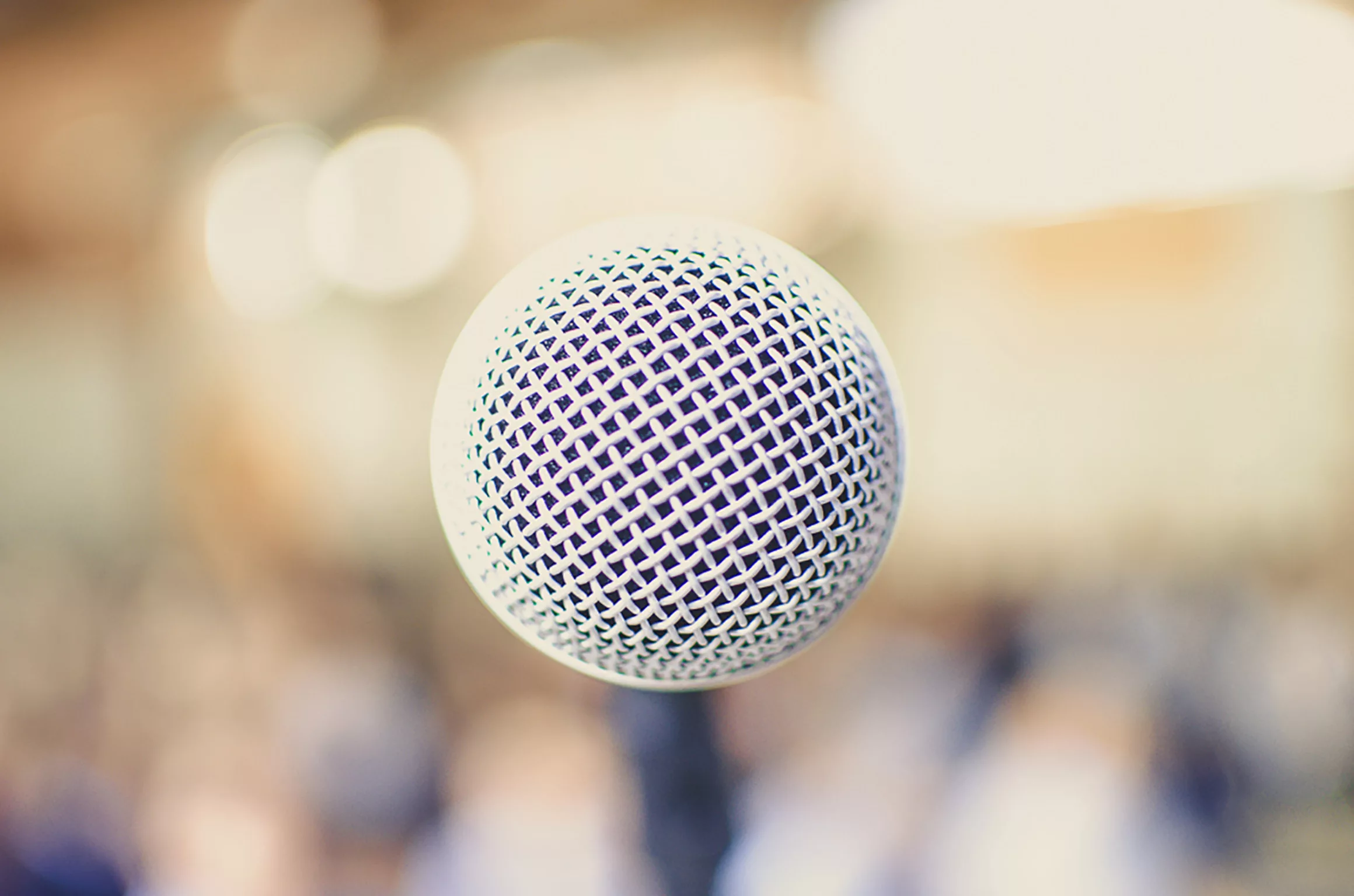 A microphone on stage