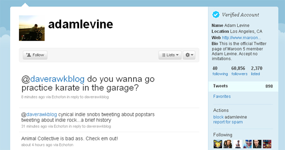 In Which The Lead Singer Of Maroon 5 Snarks On Me